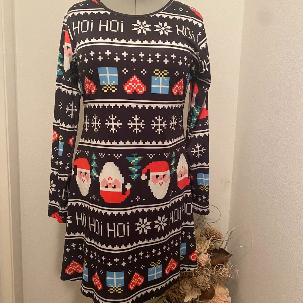 BLACK/MULTI COLORED CHRISTMAS DRESS